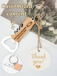 1/10pcs Multi-Function Bottle Opener Set, Includes Bottle Opener, Gauze Bag, Hemp Rope And Card, With Keychain, Easy To Open Manually, Convenient To Carry. Customizable Laser Engraved Personalized Bottle Opener, Suitable For Parties, Wine, Beer, Soda And Other Occasions. Practical Gift For Birthdays, Anniversaries, Weddings, Housewarmings And Other Occasions. - Multicolor - View 1