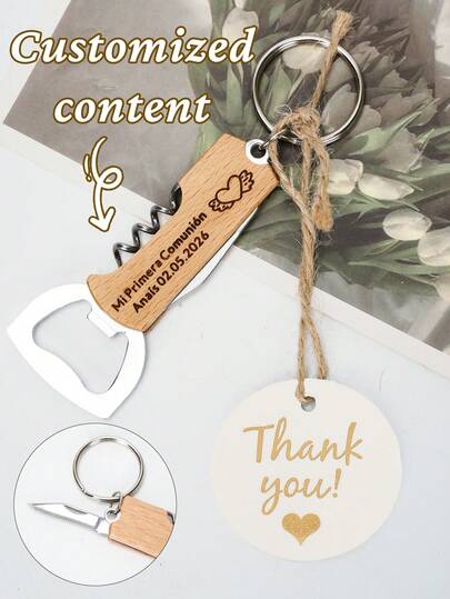 Customized 1/10 Piece Multifunctional Bottle Opener Set, Including Bottle Opener, Gauze Bag, Hemp Rope And Card, With Keychain, Easy To Manually Open, Convenient To Carry. It Can Be Customized With Laser Engraving For Personalized Bottle Openers, Suitable For Parties, Wine, Beer, Soda, Etc. It Is A Practical Gift For Birthdays, Anniversaries, Weddings, Housewarming And Other Occasions.