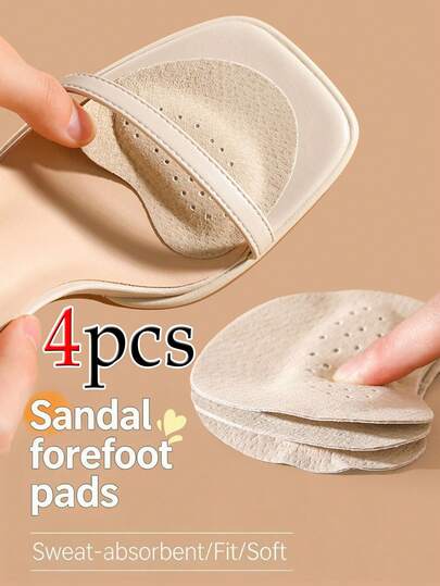 4/2 Pairs Summer Self-Adhesive Forefoot Pads, Non-Slip Artificial Leather Self-Adhesive Cushions, Sweat-Absorbing And Pain Relief For Sandals, Comfortable Lining For Sandals, Sweat-Absorbing For Daily Commute, Wedding, Holiday And Party