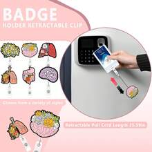 1pc Skull Design Acrylic Badge Clip, Suitable For Nurses And Doctors, With Retractable Clasp And Rotatable ID Card Holder, Fun Badge Accessory - A - View 3
