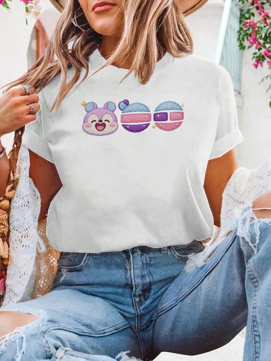 T shirt donna estiva  moda casual cotone comoda must have fashion da240d8895517443f9de5b3a9054ab1c quotidiano vestibilità elegante nuova collezione - Bianco - Visualizzare 1