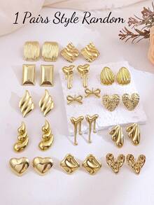 6 Paar Damen Ohrringe Set in verschiedenen Goldtönen, luxuriöse Ohrring Kombination Set, modische und vielfältige Stile inklusive dicke goldene Creolen, retroartige personalisierte goldene Ohrstecker, leichte verdrehte geometrische Ohrhänger und andere Designs. Einfach und elegant, retro-chic Design, zeigt einzigartige Eleganz. Speziell gefertigter Modeschmuck für Frauen und Mädchen. - Verschiedenfarbig - Übersicht 11
