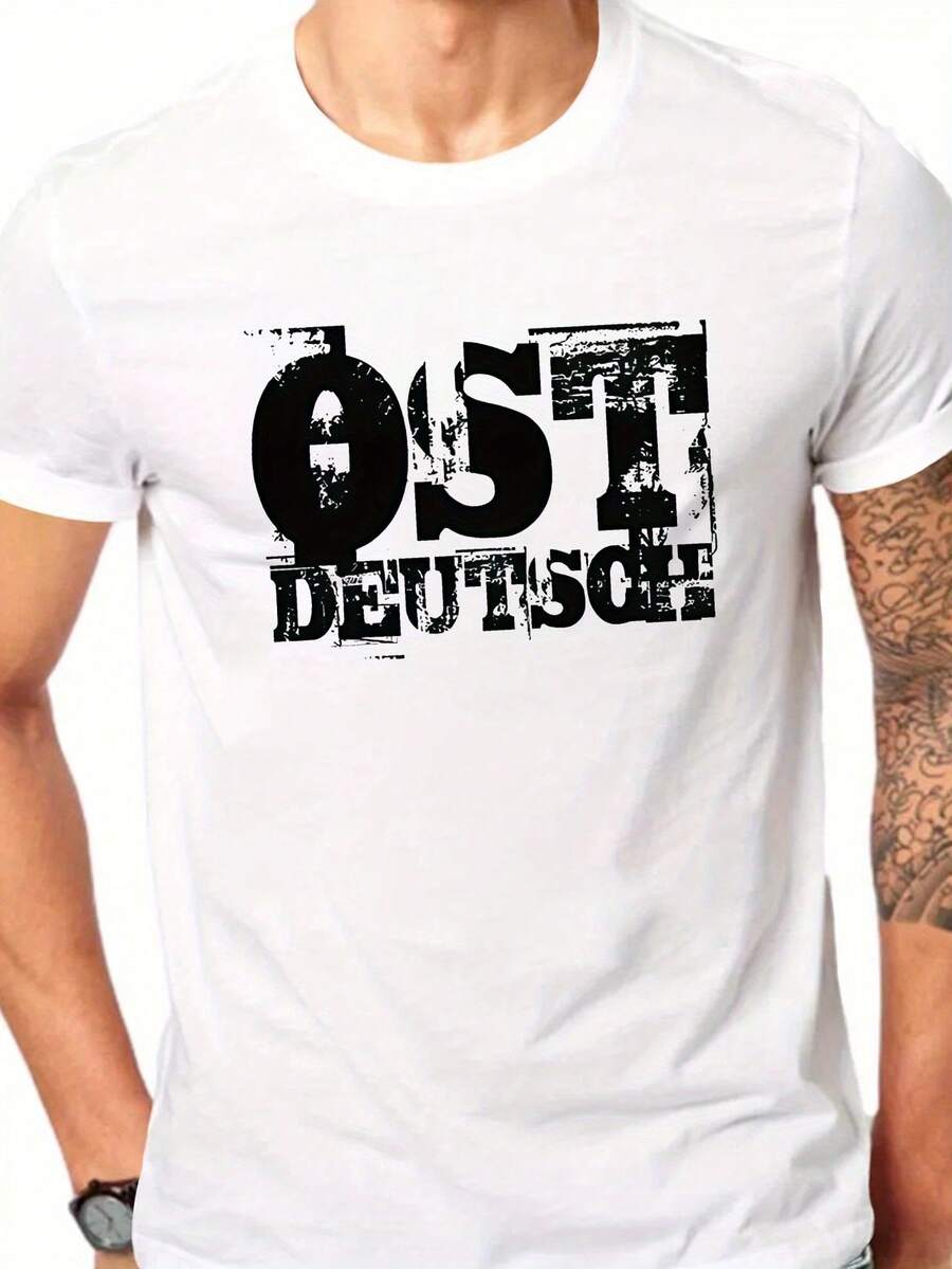 Camiseta divertida de manga corta para hombre, estilo alemán, para verano. - Blanco - Ver 1