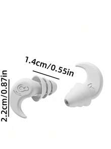 2pcs Set Simple White Waterproof Silicone Ear Plugs, Soft Comfortable Noise Isolating Ear Protection For Sleeping, Swimming, Diving, Surfing, Practical Gift For Mother's Day And Graduation - Beraneka warna - View 5