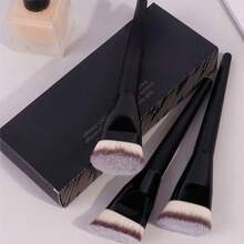 MAANGE 1/2/3 Stück flaches Make-up Pinsel Set mit Aufbewahrungsbox, hautfreundliche Kosmetikpinsel Reise-Set, Geschenk für Frauen & Mädchen, inklusive Foundation Pinsel, Concealer Pinsel, Rouge Pinsel, Konturpinsel, Puder Pinsel, usw. - Schwarz - Übersicht 4