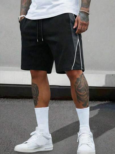 1 pieza Pantalones cortos casuales y sueltos para hombres, versátiles para primavera/verano, adecuados para ropa urbana, ir al trabajo, entrenamiento deportivo, actividades al aire libre, fitness, trotar