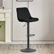 ZOONFA Modern Heavy Duty Black Velvet Bar Stool Height Adjustable 360° Swivel With Backrest And Footrest For Kitchen Island Counter - Black - View 9