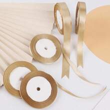 1 Roll,Golden Champagne Ribbon Roll - Assorted Widths (0.6" To 4") For Valentine's Day Floral Arrangements, Gift Wrapping & Bows - Champagne Gold - View 9
