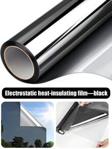 1 cuộn phim dán kính một chiều chống nhìn trộm cho nhà ở, kèm dụng cụ, chống tia UV, cách nhiệt, bám dính tĩnh điện không cần keo, cho phép nhìn ra ngoài nhưng không nhìn vào trong, kích thước 17,5 inch x 6,5 feet, màu đen bạc. - màng cách nhiệt bằng kính màu đen bạc - Xem 13