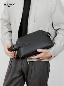 saroxi Bolso de mano grande y con capacidad para hombres, de estilo casual y elegante para viajes al aire libre. Bolso de muñeca portátil y de alta gama, adecuado para el trabajo, el transporte y como regalo para hombres jóvenes y estudiantes. - Multicolor - Ver 5
