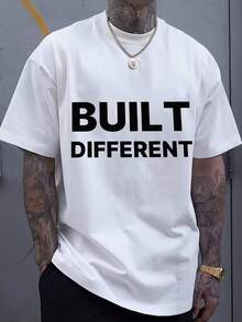 Camiseta Holgada para Hombre| Ropa Casual Única, Suave y Transpirable, Camiseta Deportiva Casual, Disponible en Todas las Tallas, Moda Urbana, Cuello Redondo, Patrón Geométrico, Manga Corta, Tela Ligeramente Elástica, Azul Real - Blanco - Ver 5
