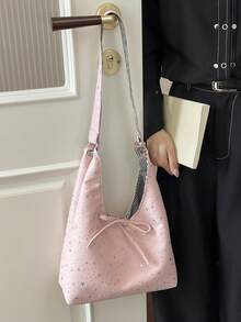 Reversible Tote Bag, Fashionable & Versatile, Large Capacity, Suitable For Women Shopping, Striped Shoulder Bag (Reversible Design!) - Pink - View 9
