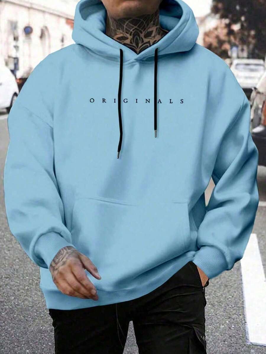 Men's Originals Flannel Kangaroo Hoodie - 淺藍色 - 查看 1