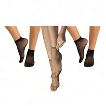 Set Of 3 DeMillus Dantelle Ankle Socks, 15 Denier – Invisible And Comfortable - 2x Preto E 1x Bege - View 2