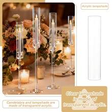 24Pcs Clear Candelabra Candle Holder,Acrylic Taper Candle Tall Candlestick Holder With Cylinder Shade For Wedding Dinner Party Graduation Christmas Event Home Table Decorations,No Candles Included - 燭台透明 - 查看 4