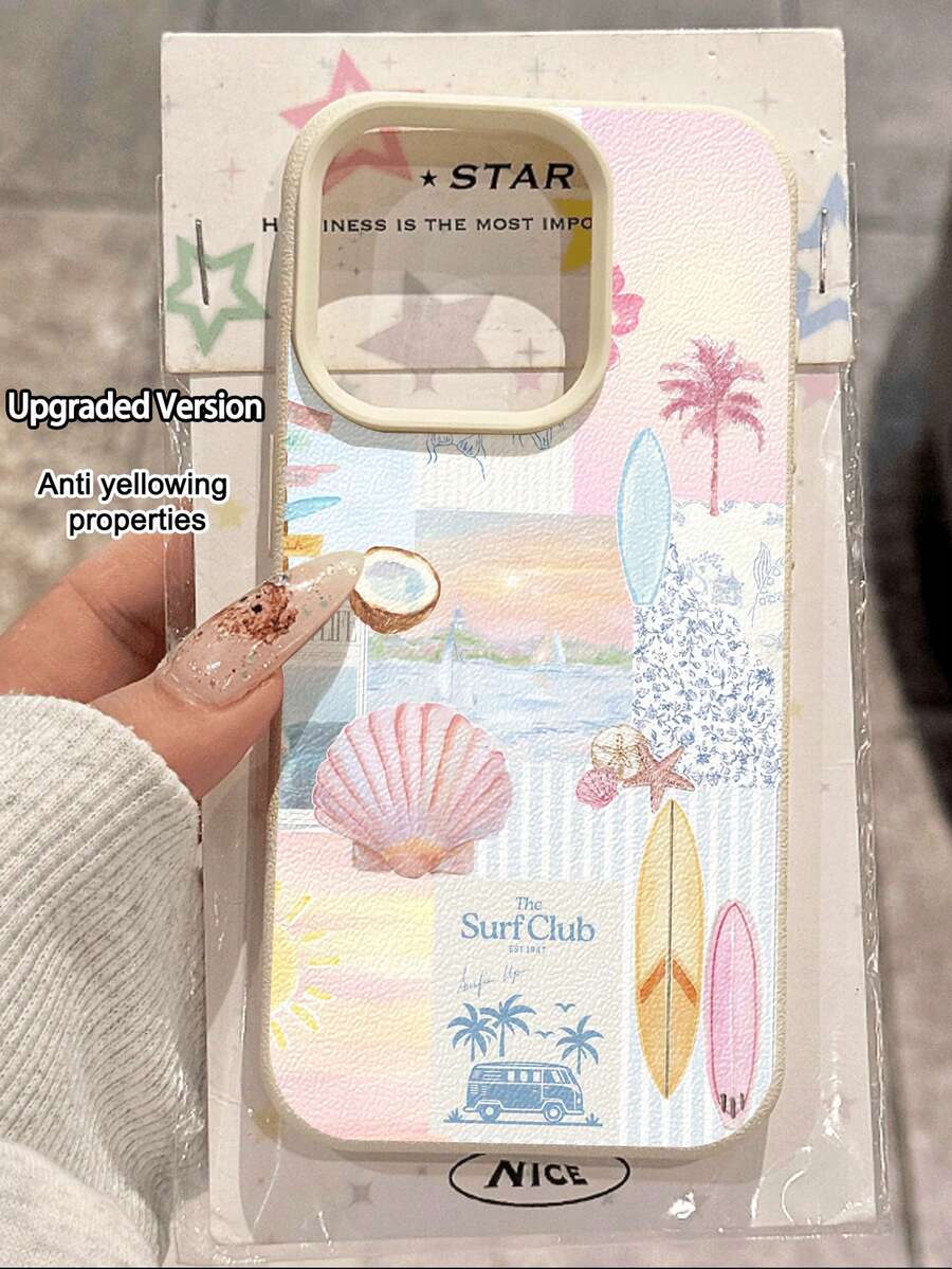 1 buah Casing Ponsel Minimalis Motif Papan Selancar Musim Panas & Pohon Palem, Tekstur Lembut, Tahan Air, Tahan Guncangan, Anti Selip, Memberikan Nuansa Mewah, Cocok Sebagai Hadiah Ulang Tahun/Liburan untuk Teman, Keluarga, Pasangan, Kompatibel dengan Apple/Ponsel 17/17PRO/17PROMAX/17Air - MultiWarna - View 1
