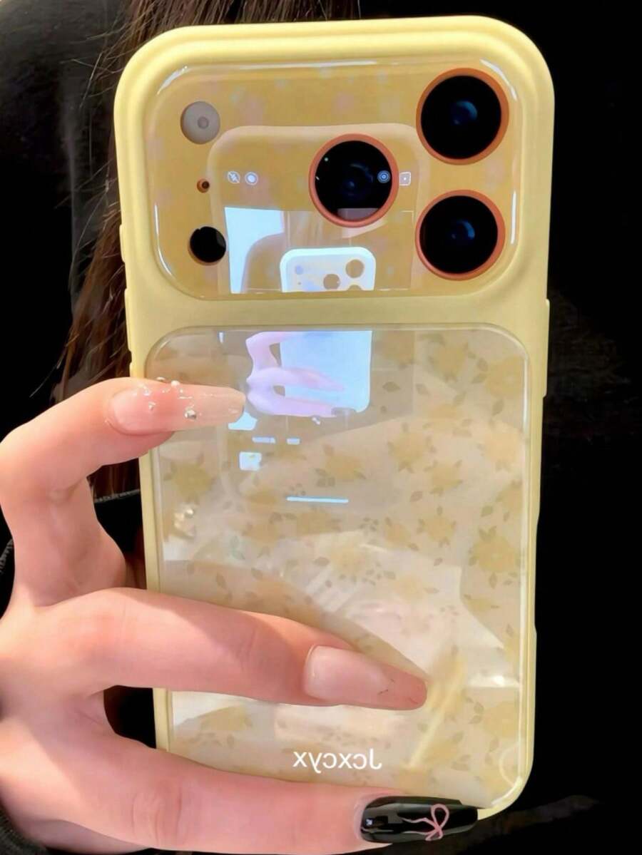 Fashionable Bright Yellow Floral Full Screen Phone Case, Suitable For IPhone 17 Pro Max, 16 Pro Max, 15 Pro Max, 14 Pro, 17, Camera Protection, Spring/Summer Large Window Back Cover