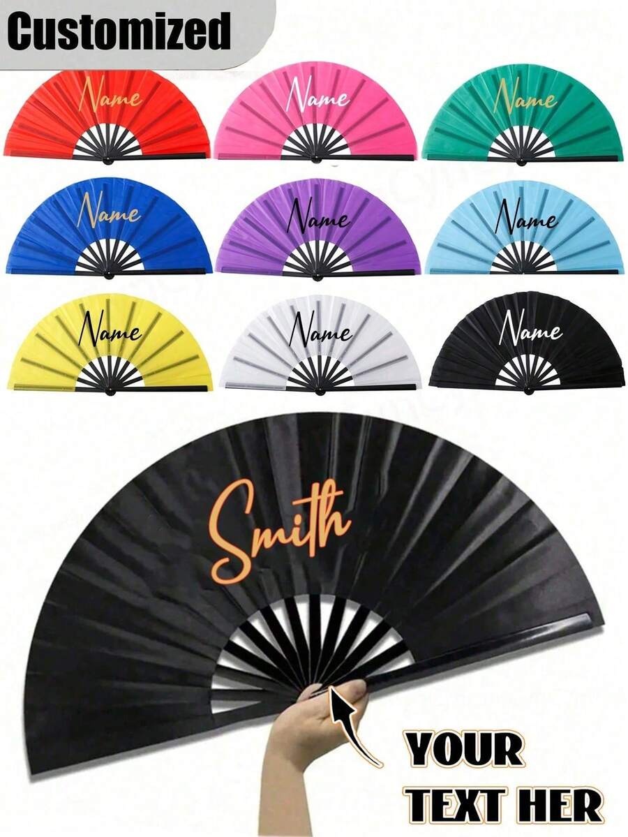 Custom Folding Fan,Custom Large Folding Hand Fan Men/Women Rave Fan, YASSS Fan, Concert Merch, Kung Fu Tai Chi Hand Fan Black Vintage Foldable Hand Fans For Dancing, Festival, Gift, Home Decorations, Perfect Accessory For Bachelorette Party, Bachelorette Party Wedding Bridal Shower Decoration - Multicolor - View 1