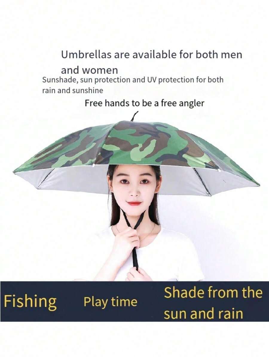 27英寸可折叠防水彩虹伞帽,适合户外、派对、海滩和徒步旅行,成人女士运动头饰 - 彩色 - 查看 1
