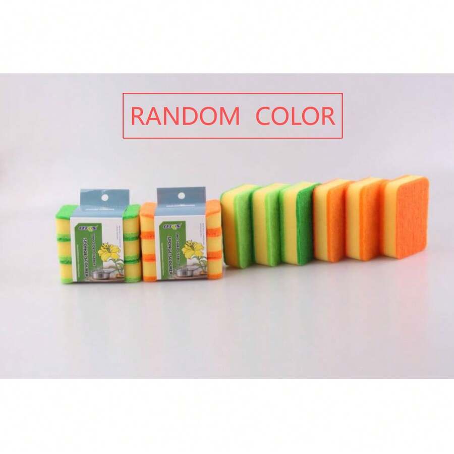 OKS 3PCS Double Sided Kitchen Sponge Scrubber, Random Color Heavy Duty Non-Scratch Cleaning Pads, Multipurpose Dishwashing Sponges For Pots, Pans, Sinks & Household Cleaning - OKS-5953 - View 1