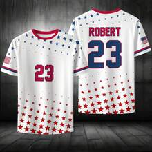 Personalized USA 2026 Soccer Jersey Set Red White Blue, Custom Name Number America Shirt, Patriotic Soccer Uniform Kit Men Women Youth - 成人T卹 - 查看 16