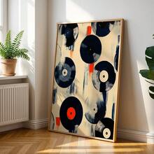 Decoración de pared vintage 2D plana, póster de estilo retro con discos azules, impresión estética neutra para decoración del hogar, obra de arte con temática musical de la era Y2K, perfecto para mejorar las salas de estar y las habitaciones, ideal como regalo de inauguración de la casa - Sin marco - Ver 2