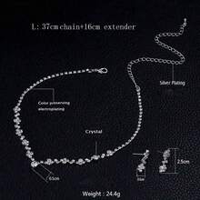 3pcs Simple Waterdrop-Shaped Rhinestone Necklace And Earrings Set Suitable For Women's Wedding, Birthday, Commemoration, Party - Silver - View 5