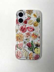 1个气囊珠绣石榴唇图案全包覆式TPU防震手机壳，适用于 16/15/14/13/12/11 Pro Max - 彩色 - 查看 2