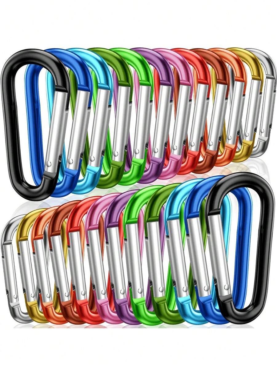 8个2英寸铝制D形环登山扣，D形弹簧门小型钥匙扣，户外露营迷你锁钩，耐用升级款 - D型登山扣 - 查看 1