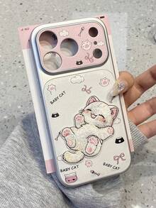 1个可爱卡通猫刺绣手机壳，适用于 15、17 Pro Max、14、16 Pro、16 Max，独特时尚，是送给女性的理想礼物，适合生日、母亲节等场合。 - 彩色 - 查看 2