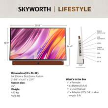 Skyworth 24-Inch Portable Smart TV With Protective Case, Battery Powered Outdoor TV, 1080P FHD, Google TV, HDR10, Dolby Audio, Chromecast, Ideal For Sports, Game Day Bundle - Xem 4
