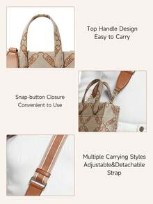 Michael Kors 迷你菱形提花菱格纹图案深灰色优雅十字绣设计斜挎包，奢华耐用实用时尚手提包，配有可调节肩带，宽敞的内部空间可容纳日常必需品 - 棕色 - 查看 3