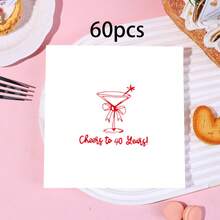 20pcs/40pcs/60pcs,Cheers To 40 Years Napkins,2-Ply Red Cocktail Martini Glass Design Paper Napkins For Women 40th Birthday Party Supplies,Disposable Paper Tissues For Fabulous 40th Celebration,Red & White Cocktail Design Napkins For 40th Wedding Anniversary, Ruby Anniversary Party Decorations,13*13inch - 40 YEARS - View 7