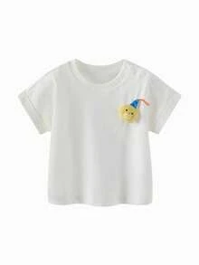 mini bala Áo thun ngắn tay bằng cotton cho trẻ em, mềm mại, thoáng khí, dễ thương với họa tiết 3D, thích hợp cho mùa hè 2026. - màu trắng ngà - Xem 4