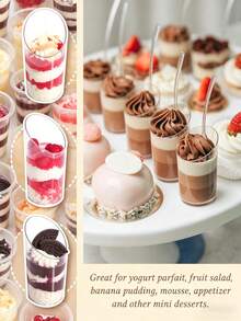Bộ 15/30 ly tráng miệng nghiêng, bát tráng miệng hình trụ loe/ly pudding/ly tiệc/ly thạch/ly cupcake/bát bánh/bát tráng miệng/ly tráng miệng trong suốt, thích hợp cho các bữa tiệc, đám cưới, Giáng sinh, Năm mới, Ngày lễ tình nhân, sự kiện. - nhiều màu - Xem 5