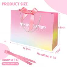 10pcs/Pack Large Size Ombre Pink Gift Bags, 14 Inch Gradient Color Gift Bags Suitable For Girls, Women, Boys Party Use - Pink - View 2