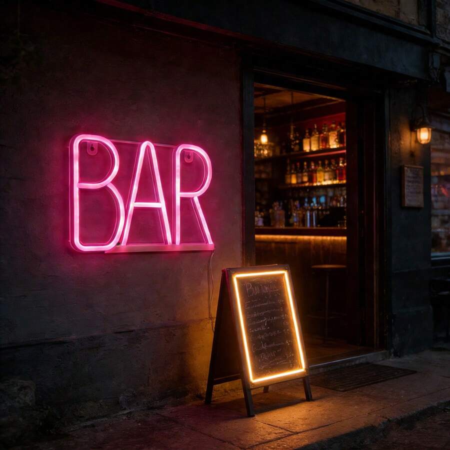 1pc Bar Neon Light Wall Decor LED Night Light, Battery/USB Powered Romantic Fairy Lamp For Party, Birthday, Gaming Room, Home Bedroom Living Room Decoration