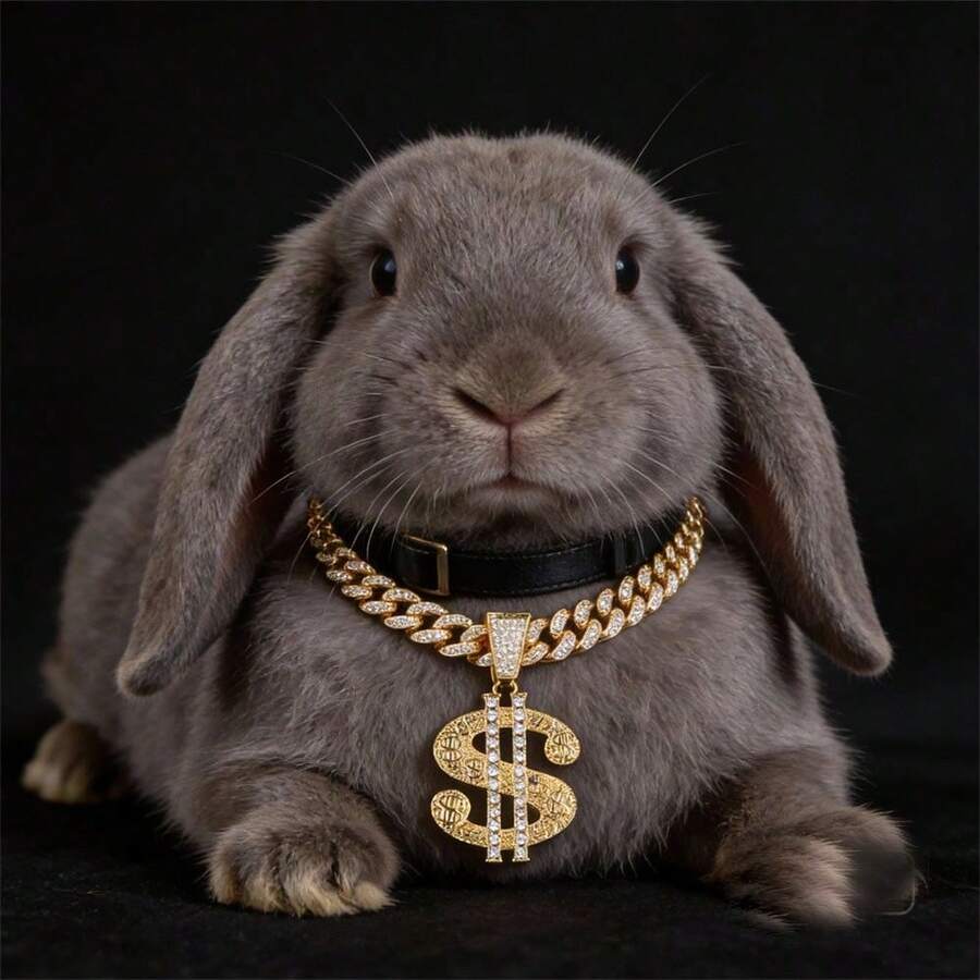 Zinc Alloy Pet Necklace, Sturdy, Classic Hip-Hop Cuban Chain With Rhinestones, Adjustable Pet Collar Comfortable And Versatile, Suitable For Cats And Dogs All Seasons - Multicolor - View 1