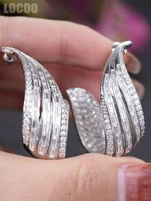 1 Pair Elegant Cubic Zirconia Stud Earrings, Designed For Women, Suitable For Weddings, Engagements, Anniversary Parties, Valentine's Day Gifts - 1# - View 6