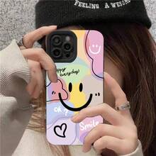 Funda para iPhone 11/11 pro/11 pro max/12/12 pro/12 pro max/13/13 pro/13 pro max/14/14 pro/14 pro max/15/15 pro/15 pro max/16/16 pro/16 pro max/17/17 pro/17 pro max con diseño de corazón sonriente y adorable, funda de silicona suave tipo caramelo. - Estilo (1 pieza) - Ver 5