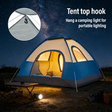 Portable Outdoor Tent, Easy To Pack, Two Doors And Two Windows, Suitable For 2-3 People, Easy To Set Up And Open, Fully Automatic Quick-Opening Tent, Suitable For Outdoor Camping. - Baby Blue - View 9