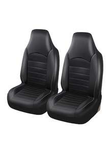 2/7 peças Capas de assento de carro em pele PU com design de costura dupla acolchoada, capas de assento impermeáveis, protetor de assento respirável, ajuste universal para a maioria dos sedãs, SUVs, camiões, capas de assento dianteiras de luxo respiráveis com apoio lombar, capas de assento traseiras. Conjunto de 9 peças inclui: 2 capas de assento dianteiras, 1 capa de encosto, 1 capa de assento traseira e 3 capas de apoio de cabeça. Conjunto de 4 peças inclui: 2 capas de assento dianteiras com apoios de cabeça - A - Ver 16
