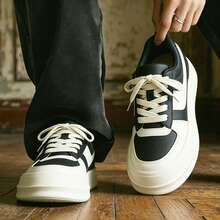 1 Pair Solid Color Casual Hook And Loop Comfortable Outdoor All Season Thick Sole Plus Size - Black - View 4