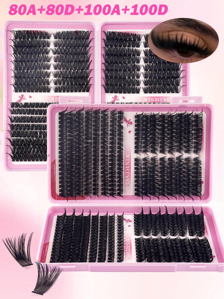 576Pcs/Set Individual False Eyelashes, High Capacity, Mixed Length Cluster Fake Lashes, Suitable For Beginners DIY Eyelash Extension At Home, Eyelash Cluster, Individual False Lashes