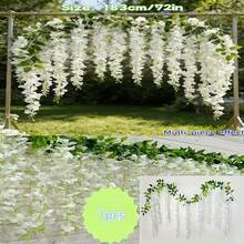 1pc 72-Inch Outdoor Artificial White Wisteria Vine, 183cm Total Length - Realistic Fake Hanging Vine, Dense Flowers, Double-Layered Plastic Wisteria Wreath, Suitable For Weddings, Parties, Gardens And Outdoor Decor - Year-Round Tabletop Center Decor, Balcony Hanging - White - View 7