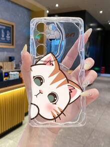 1 chiếc ốp lưng điện thoại bảo vệ tối giản bằng chất liệu TPU trong suốt, màu kem, có họa tiết hình mèo dễ thương, chống rơi, chống trượt, tương thích với iPhone, Honor. - Trong sáng - Xem 9