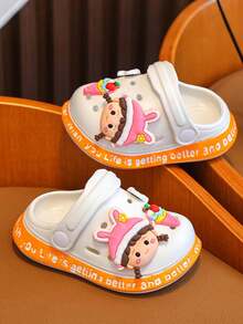 1 Pair Summer New Fashionable & Comfortable EVA Children's Perforated Shoes, Breathable Lightweight Anti-Slip Anti-Odor With Cartoon Pattern - White - View 5