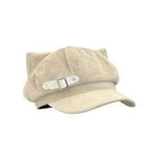 Japanese-Style Cat Ear Beret For Women, Anime Subculture, Sweet And Cool, Soft And Cute, Octagonal Hat, Otaku Style, - Khaki Beret - View 11