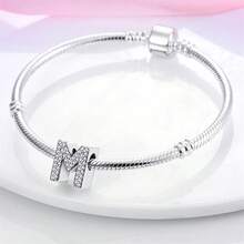 1 Stück S925 Sterling Silber Buchstaben Serie A-Z Perlen, geeignet für DIY Armband, Halskette, Schlüsselanhänger, Anhänger Schmuckherstellung, Geschenk für Frauen, geeignet für Valentinstag, Muttertag - Silber - Übersicht 2