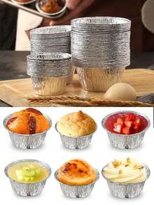50pcs Mini Pie Pans, Aluminum Round Pie Crust Pans, Foil Baking Tart Cups, Easy To Stack And Store, Suitable For Baking, Cooking, Storing Or Heating Mini Meat Pies, Homemade Tarts, Desserts, Cupcakes, Puddings, Appetizers, Home Kitchen - Multicolor - View 4